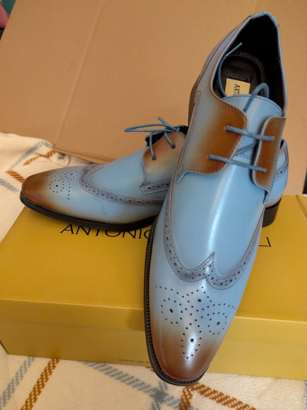 Antonio Cerrelli Mens Derby Shoes "Blue & Tan" Size 10
